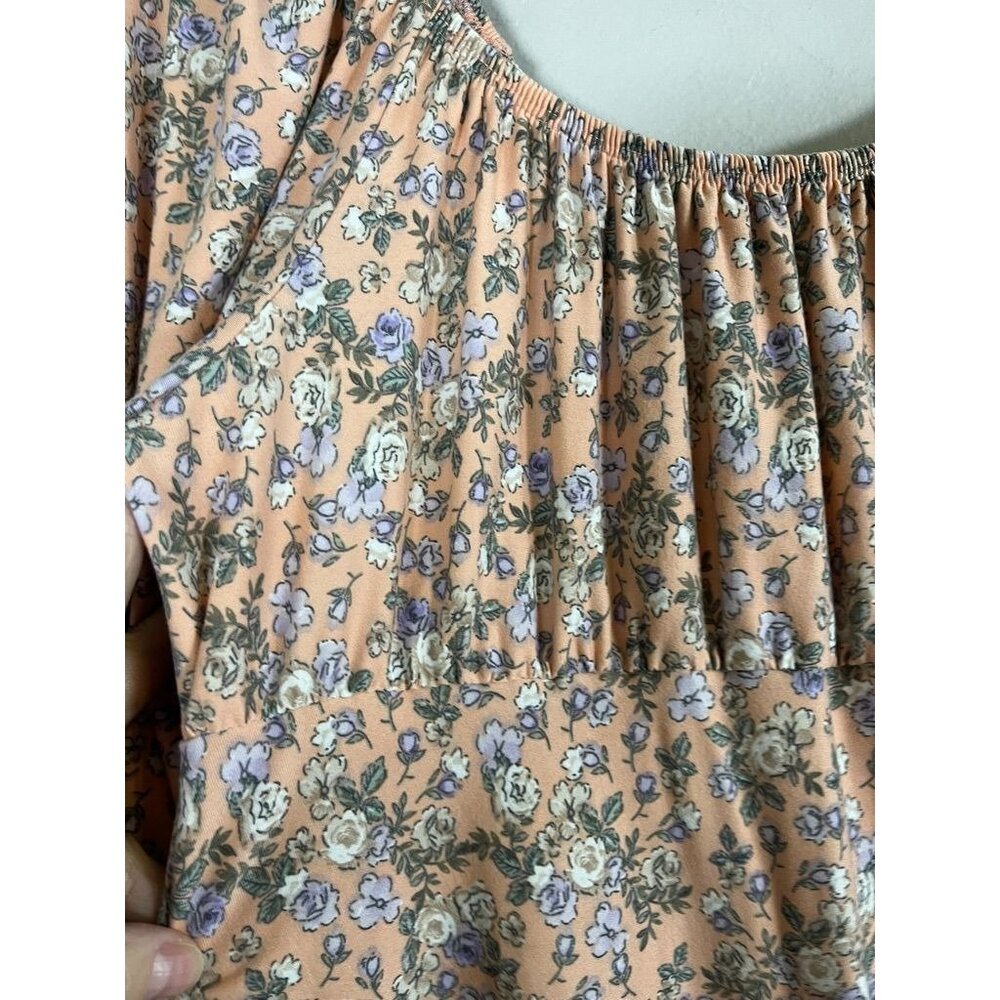 Colorful Milkmaid Floral Dress Pink L Dainty Cottage Coquette Whimsical Boho 90s - Picture 3 of 8